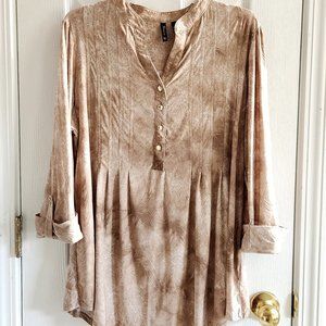 Brown Print New Directions Blouse Size 1X